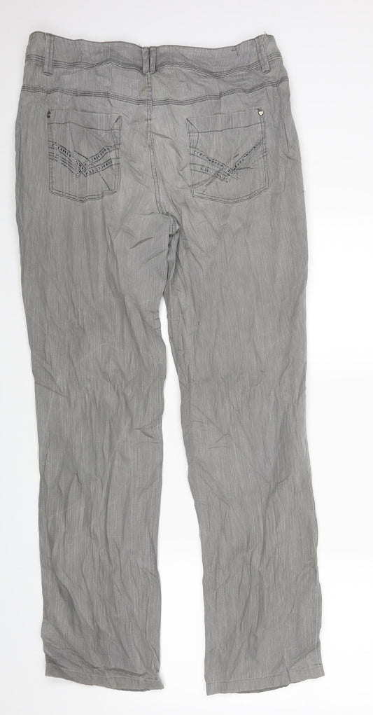 Yessica Womens Grey Denim Straight Jeans Size 14 L28 in