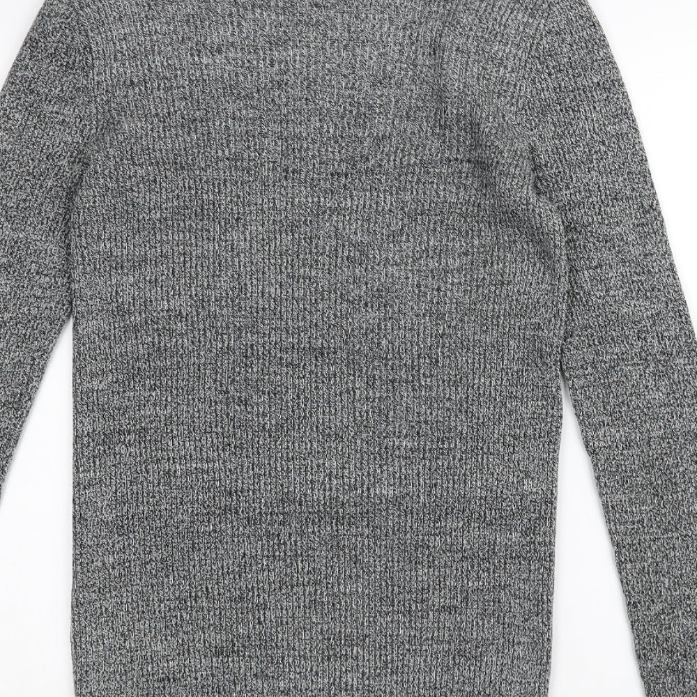 Brand and care label for ASOS women’s grey jumper, size S