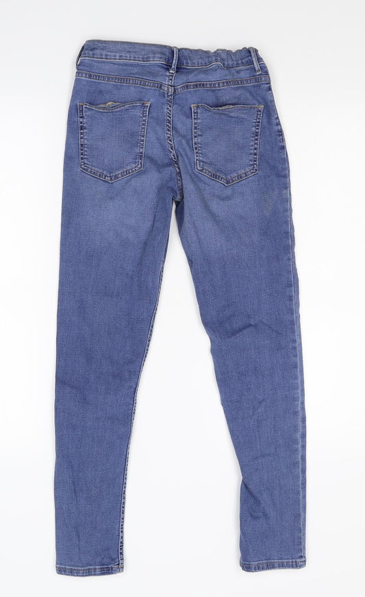 River Island Girls Blue Damask Skinny Jeans Size 11 Years