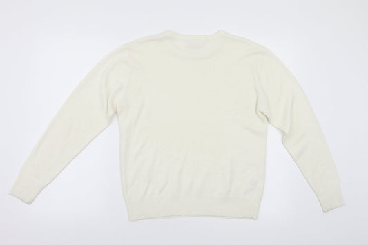 Isabelle Womens White Knit Pullover Jumper Size S