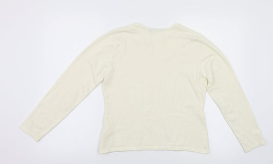 Noveau Edition Womens Ivory Knit Pullover Jumper Size 14