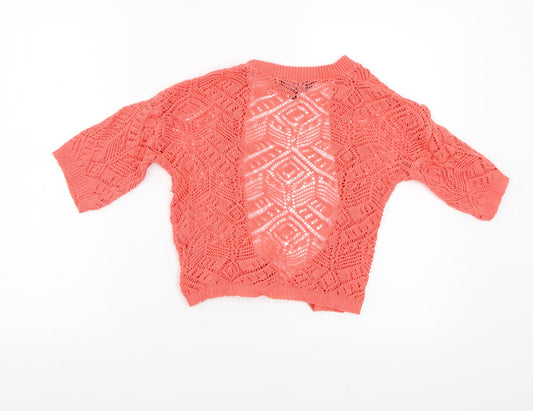 New Look Womens Red Crochet Cardigan Jumper Size 6