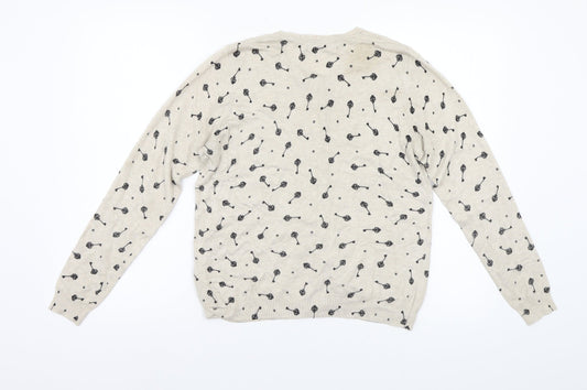 M&S Womens Beige Floral Cardigan Jumper Size 12