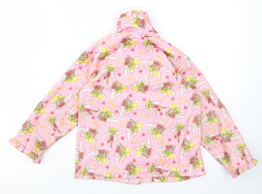 Preworn Girls Pink Rayon Basic Button-Up Size 6 Years - tinkerbell