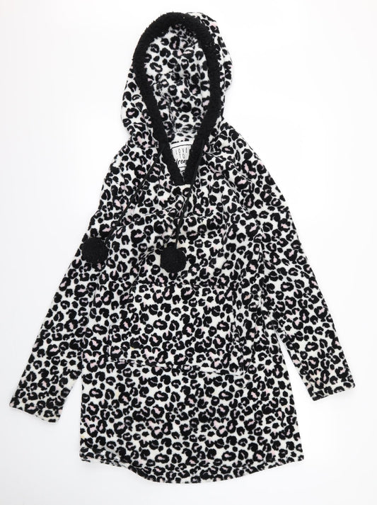 Preworn Womens White Animal Print Pullover Hoodie Size 8