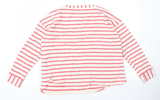 m&s Womens Red Striped Basic T-Shirt Size 2