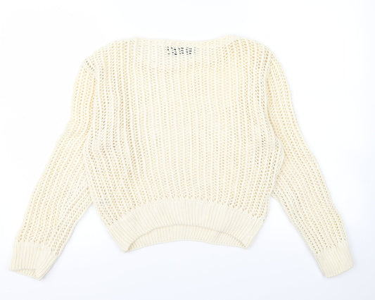 divine grace Womens White Pullover Jumper Size M