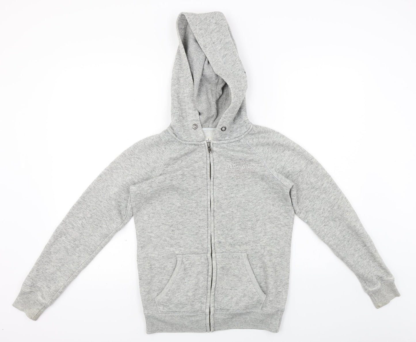Jack Wills Womens Grey Full Zip Hoodie Size 6