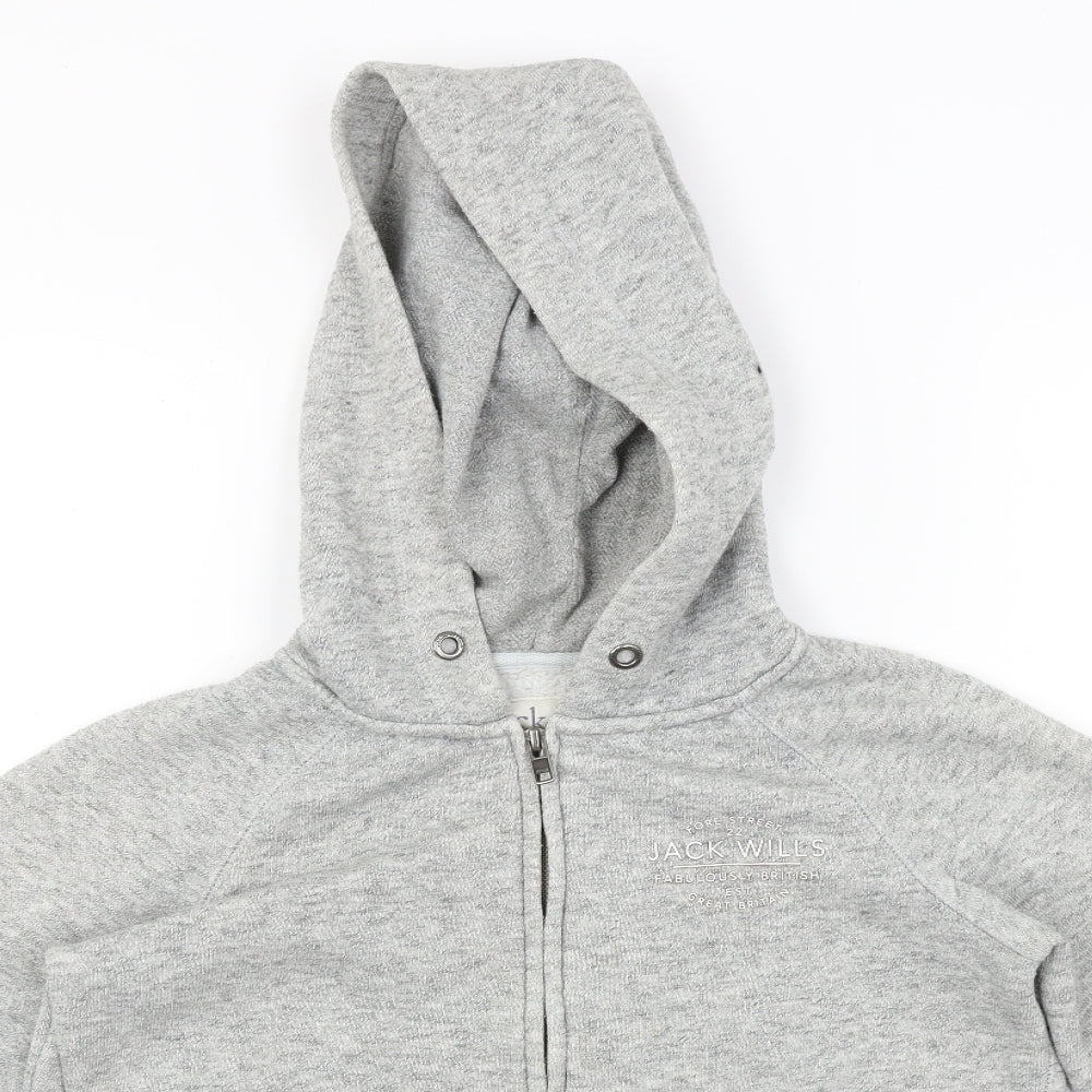 Jack Wills Womens Grey Full Zip Hoodie Size 6