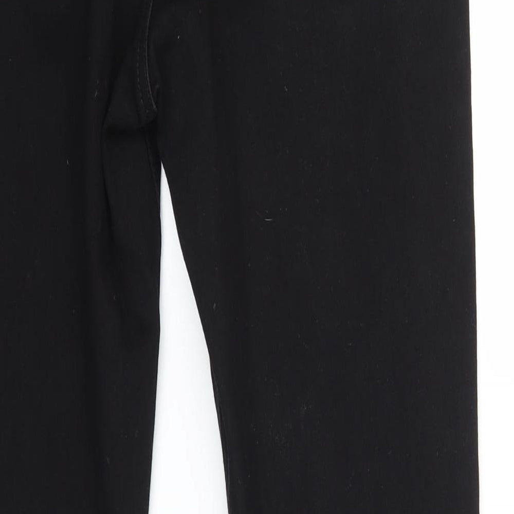 Brand and care label for Denim & Co. women’s black denim skinny jeans, size UK 12, 27-inch leg