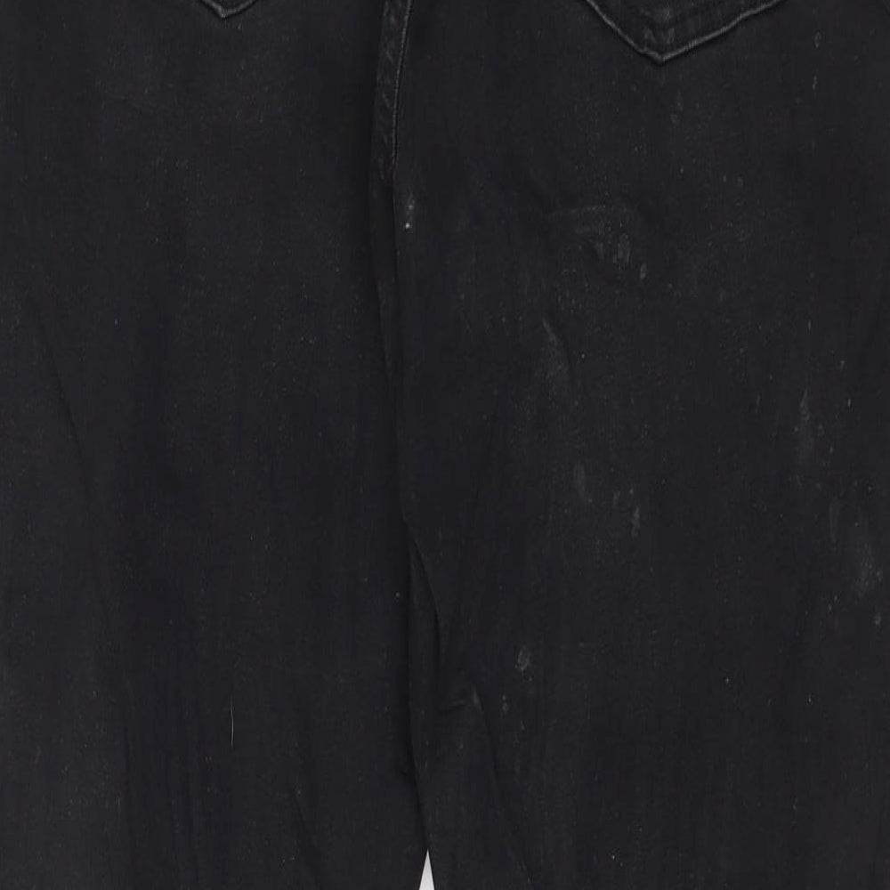 Brand and care label for Denim & Co. women’s black denim skinny jeans, size UK 16, 28-inch leg