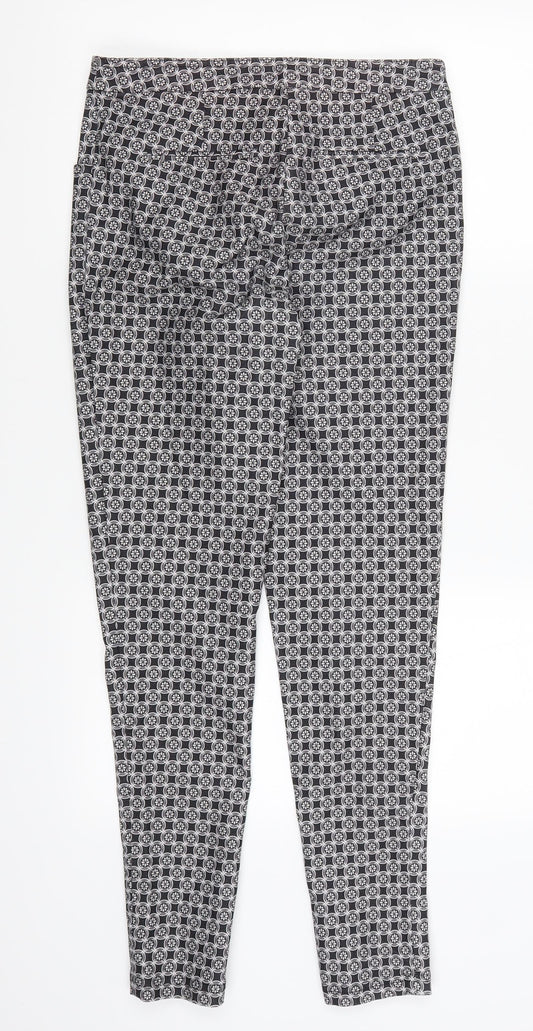 New Look Womens Grey Geometric Trousers Size 8 L28 in