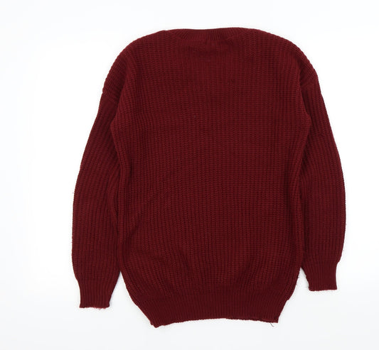 Bina Womens Red Pullover Jumper Size M