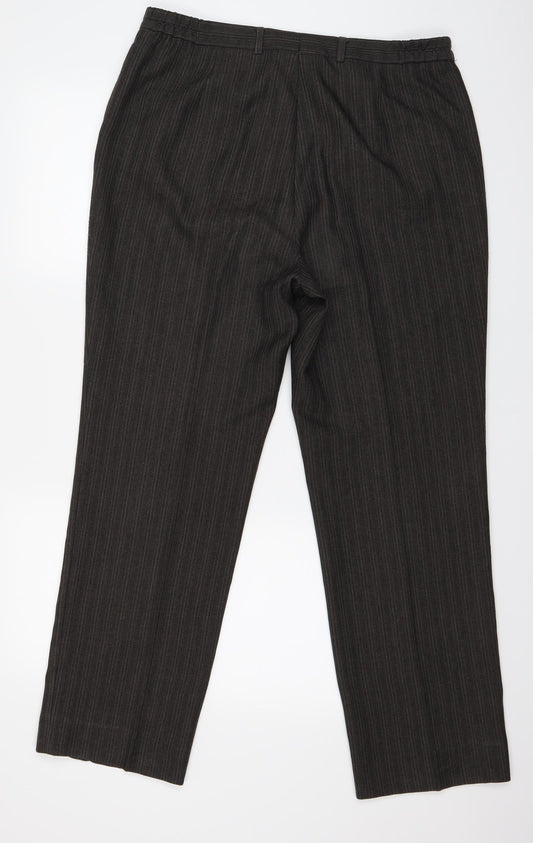 brandtex Womens Brown Striped Trousers Size 18 L28.5 in