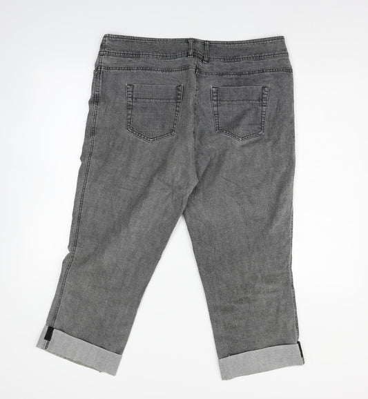 Preworn Womens Grey Denim Cropped Jeans Size L L22 in