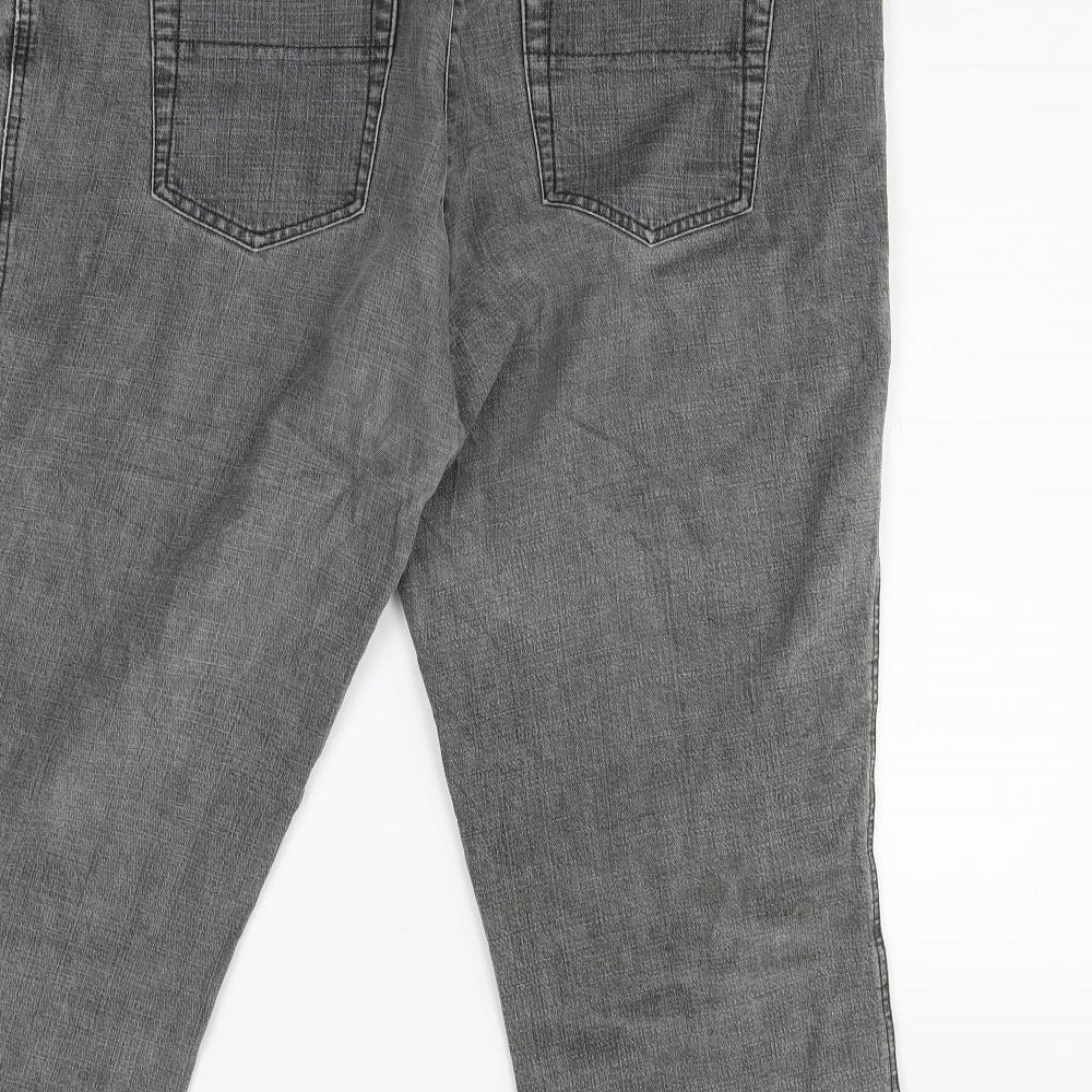 Preworn Womens Grey Denim Cropped Jeans Size L L22 in