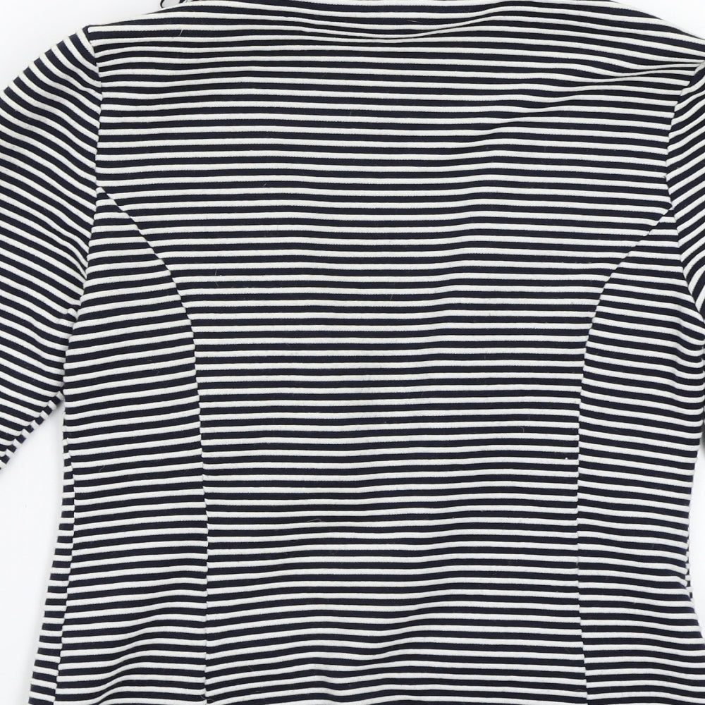 Brand and care label for Papaya women’s white striped jacket blazer, size UK 10