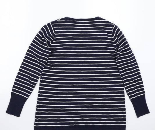 Queen shop Womens Blue Striped Pullover Jumper One Size