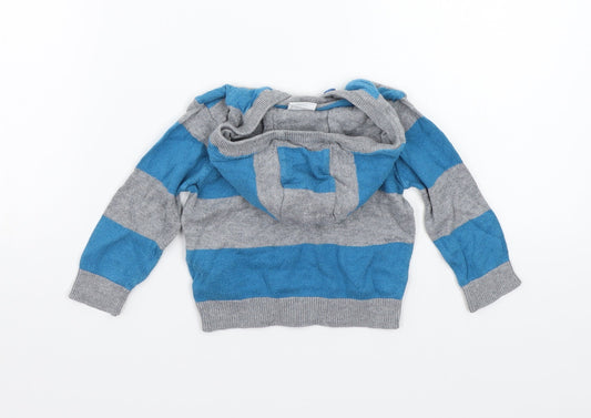Mini Club Boys Blue Striped Pullover Jumper Size 6-9 Months