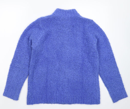 EWM Womens Blue Knit Jacket Coatigan Size 16