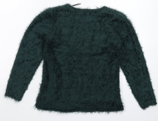 H&M Girls Green Knit Pullover Jumper Size 9-10 Years