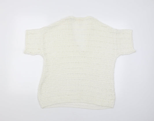 sprit Womens White Cardigan Jumper Size M