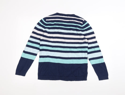Bonmarché Womens Blue Striped Pullover Jumper Size S