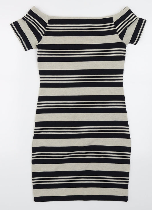 Topshop Womens Multicoloured Striped Pencil Dress Size 10