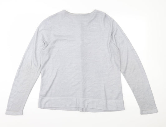 Classic Womens Grey Knit Cardigan Jumper Size 16