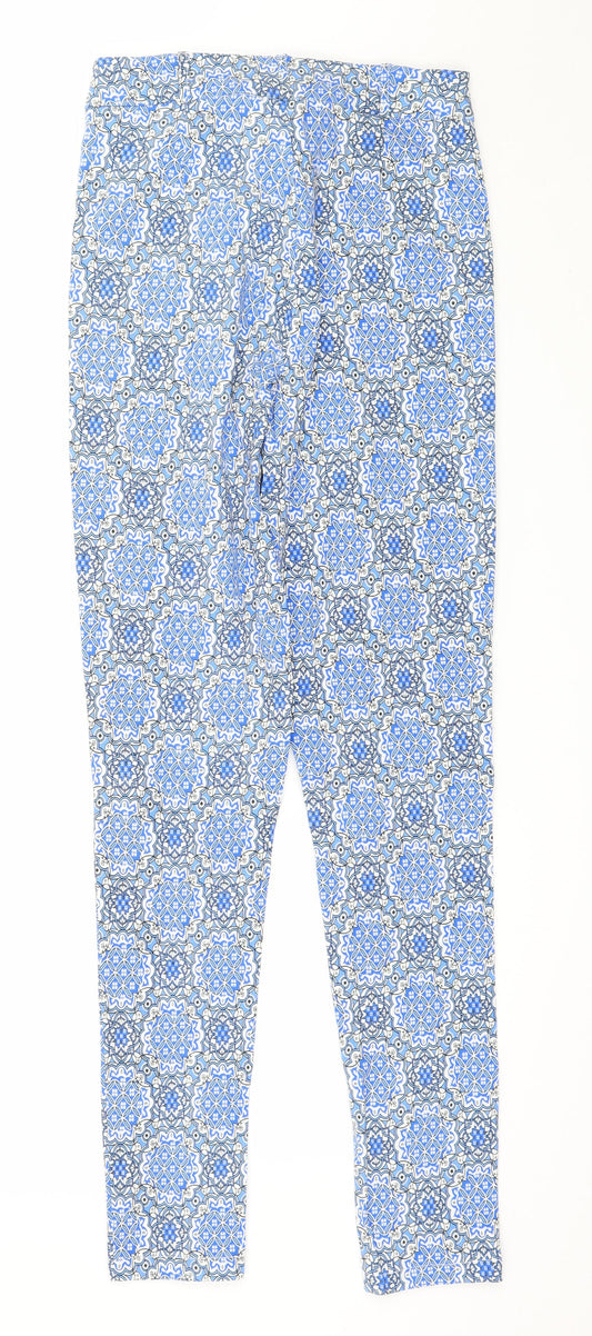 Select Womens Blue Geometric Trousers Size 8 L30 in