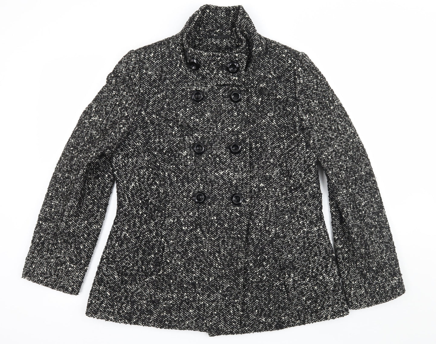 Lakeland Womens Black Pea Coat Coat Size 14