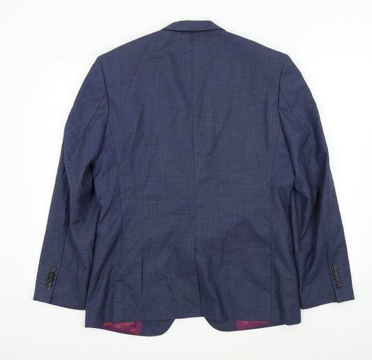 Ceader wood state Mens Blue Houndstooth Jacket Suit Jacket Size 42