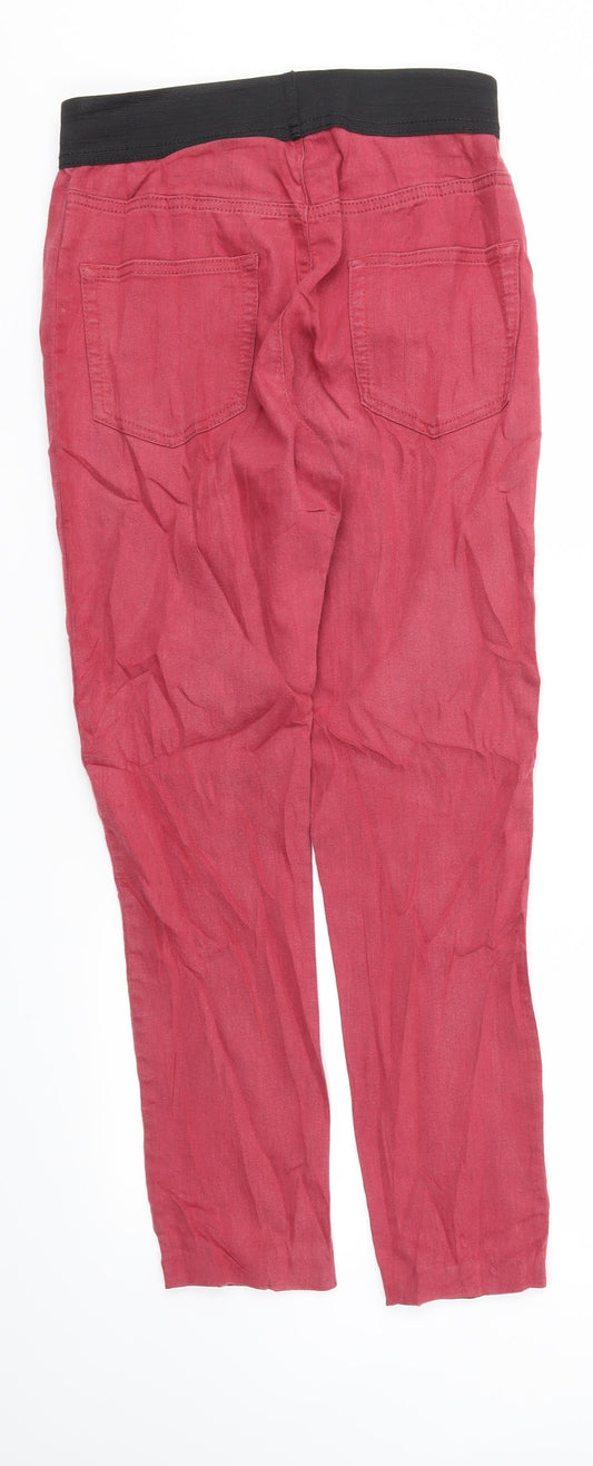 M&S Womens Red Capri Trousers Size 8 L27 in - Stretch waistband
