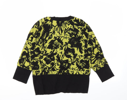 Kenar Womens Black Floral Cardigan Jumper Size L