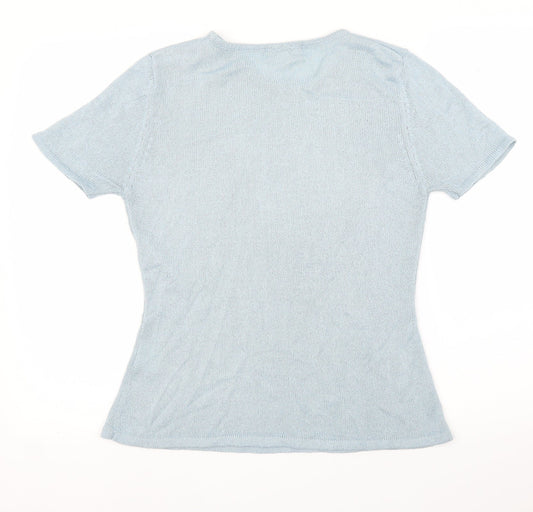 Le Maglie Womens Blue Basic Blouse Size S