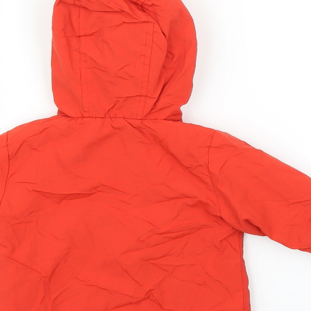 Brand and care label for Debenhams Baby Orange Parka Coat, size 0-3, Months