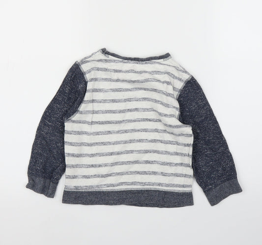 Primark Boys Blue Striped Pullover Jumper Size 5-6 Years