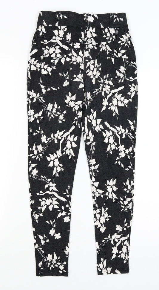 Select Womens Black Floral Jegging Trousers Size 8 L24 in