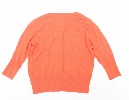 Preworn Womens Orange Knit Pullover Jumper Size 18