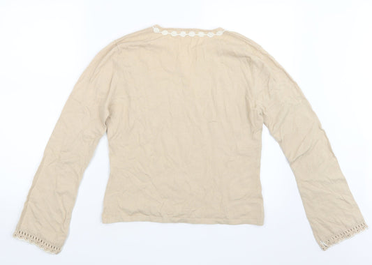 Marks and Spencer Womens Beige Knit Pullover Jumper Size 14