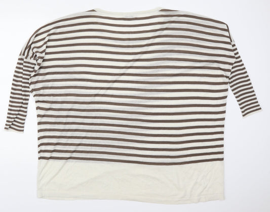 VILA Womens Beige Striped Pullover Jumper One Size