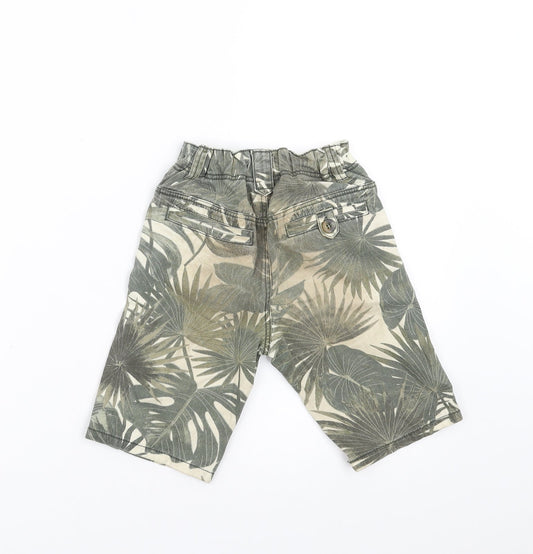 Sainsburys Boys Green Floral Denim Bermuda Shorts Size 5 Years