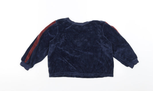 George Boys Blue Solid Fleece Pyjama Top Size 7-8 Years