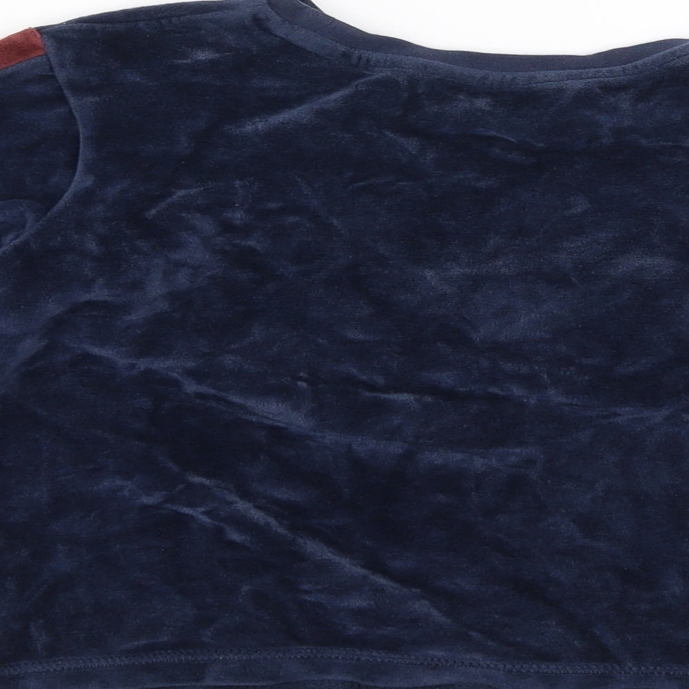 George Boys Blue Solid Fleece Pyjama Top Size 7-8 Years