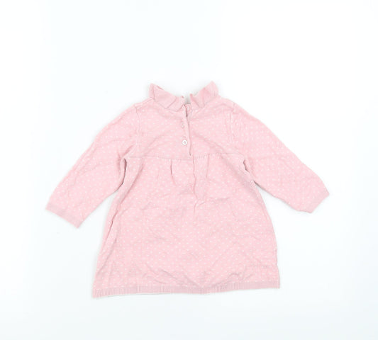 Nutmeg Girls Pink Jumper Dress Size 6-9 Months - heart pattern