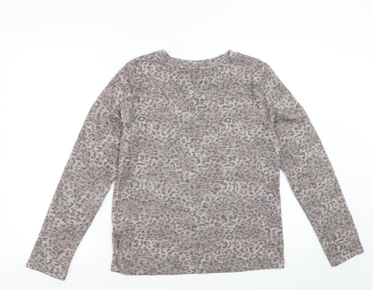 Marks and Spencer Womens Brown Animal Print Pullover Jumper Size 12