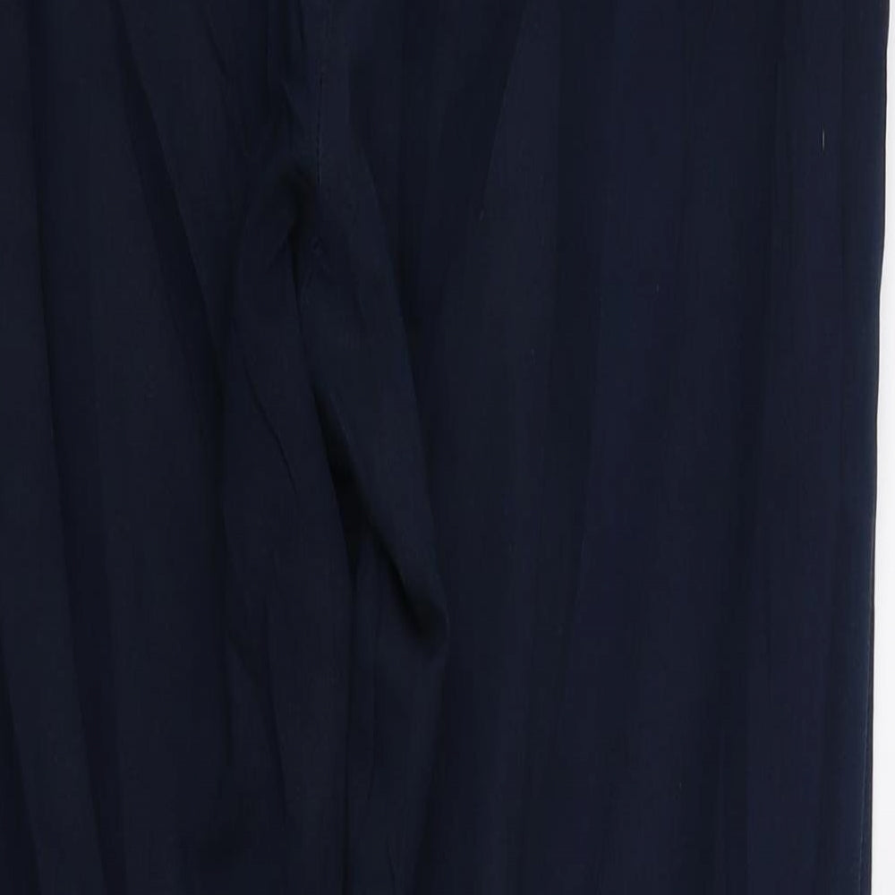 Brand and care label for Papaya women’s blue trousers, size UK 12, 24-inch leg