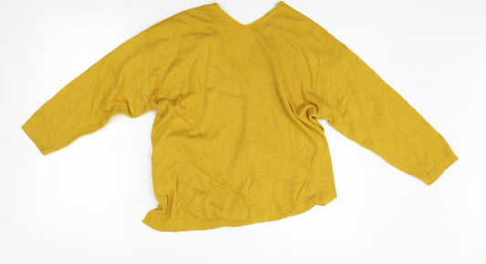 Marks and Spencer Womens Yellow Henley Jumper Size 12