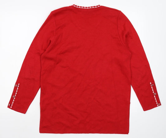 Serge Ohane Womens Red Knit Pullover Jumper Size L