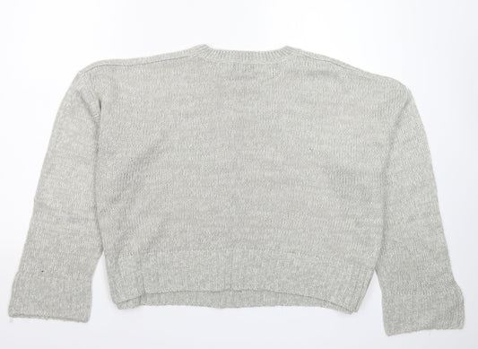 New Look Womens Grey Knit Pullover Jumper Size L - Oversized
